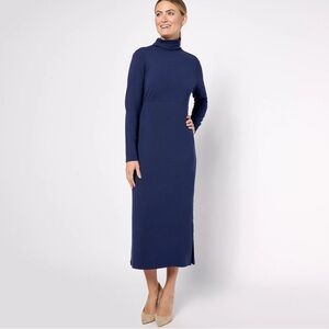 Women with Control Elegant Long Sleeve Blue Dress
